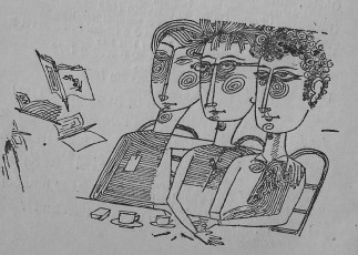 Paritosh Sen's sketch in Bengali Poems on Calcutta, 1972