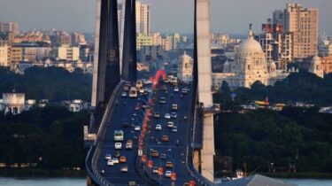 An image by Aritra Das, Wikimedia Commons of a Kolkata skyline.